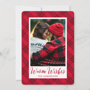 Warm Wishes Plaid Holiday Photo Card