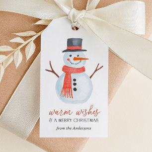 Warm Wishes Snowman Christmas Gift Tags