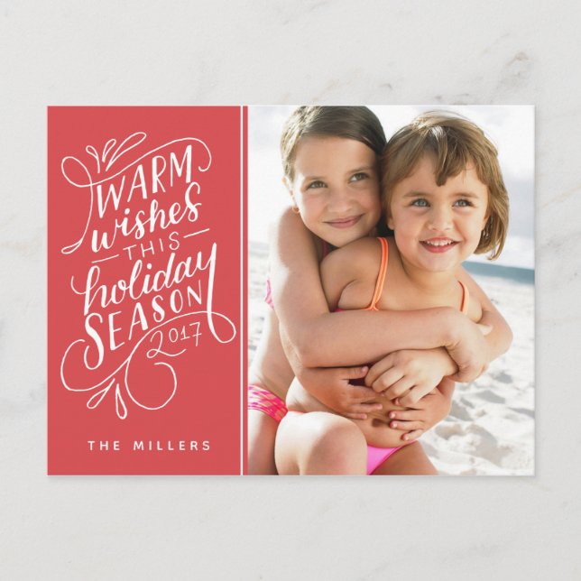 Warm Wishes This Holiday Hand Lettered 1-Photo (Front)