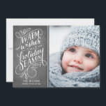 Warm Wishes This Holiday Hand Lettered 1-Photo<br><div class="desc">Send your holiday greeting cards in style this year with this stylish and modern design featuring hand lettering on a faux chalkboard background,  and your favourite photo.</div>
