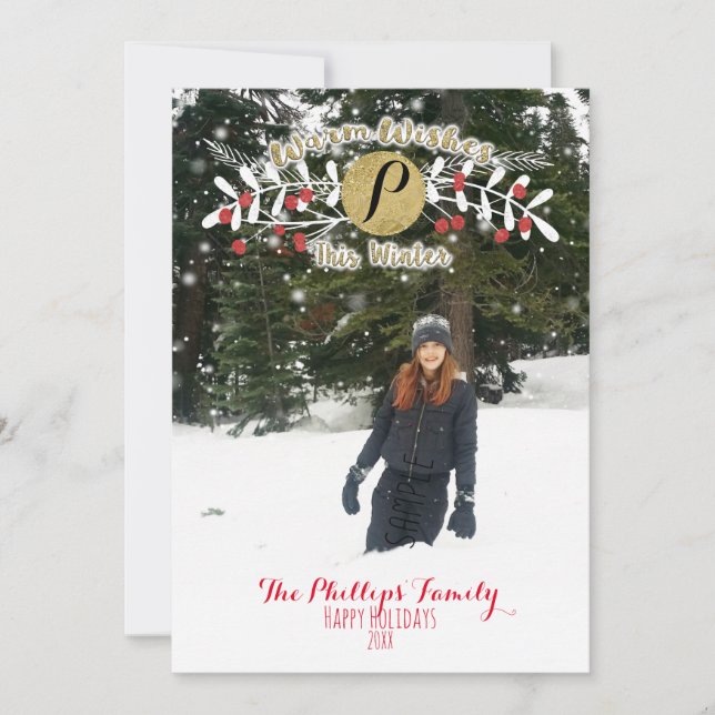 Warm Wishes This Winter Christmas Holiday Photo (Front)