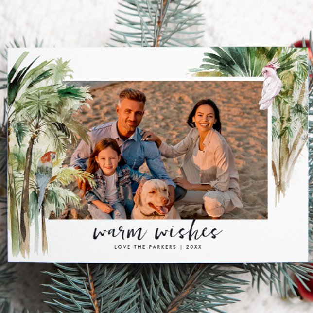 Warm Wishes | Tropical Beach Christmas Photo Holiday Card (Creator Uploaded)