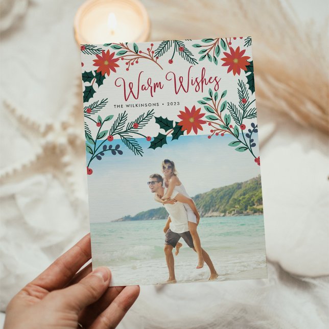 Warm Wishes | Tropical Christmas Photo Holiday Card (Creator Uploaded)