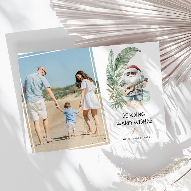 Warm Wishes Tropical SantaClaus Christmas Photo Holiday Postcard (Creator Uploaded)