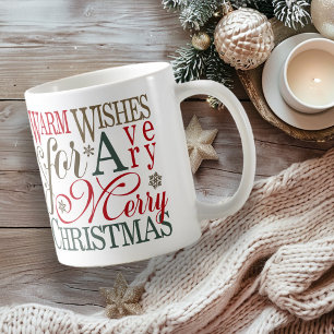 Warm Wishes Typography Red/Green ID589 Coffee Mug
