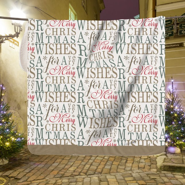 Warm Wishes Typography Red/Green ID589 Sherpa Blanket (Creator Uploaded)