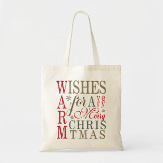 Warm Wishes Typography Red/Green ID589 Tote Bag