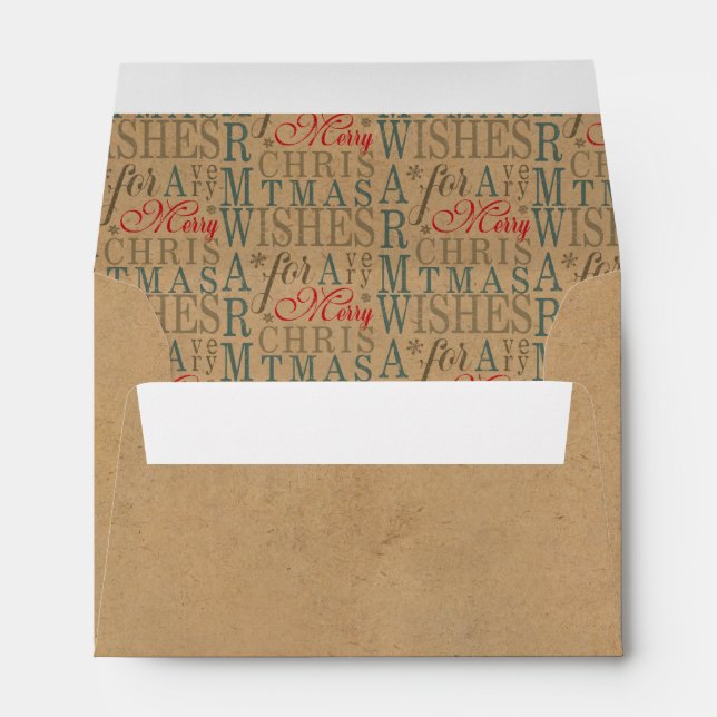 Warm Wishes Typography Red/Green/Kraft ID589 Envelope (Back (Bottom))