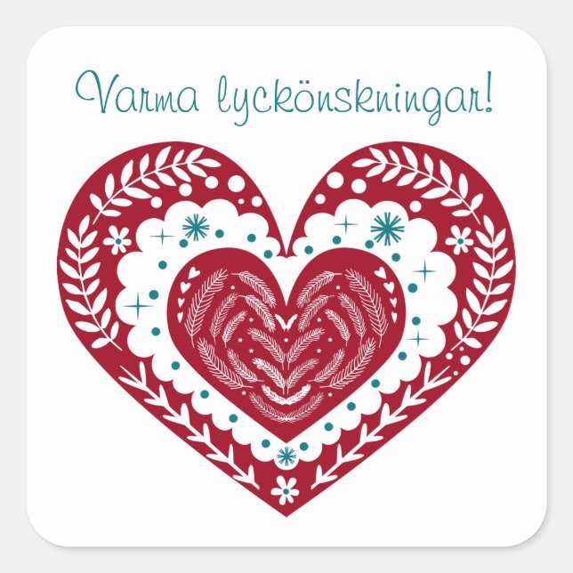 Warm Wishes Varma lyckönskningar! Scandinavian Square Sticker (Front)