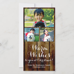 Warm Wishes Vintage Country 3 Christmas Holiday Card