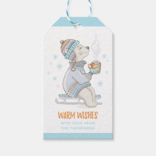 Warm Wishes Winter Cocoa Sled Dog Personalised Gift Tags