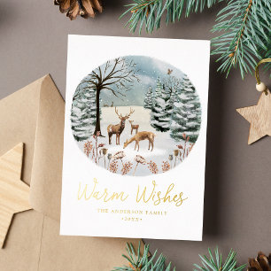 Warm Wishes Woodland Deer Winter Scene Non-Photo
