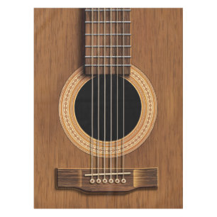 Warm Wood Acoustic Guitar Table Cloth