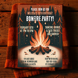 Warm Woodland Bonfire Party Invitation