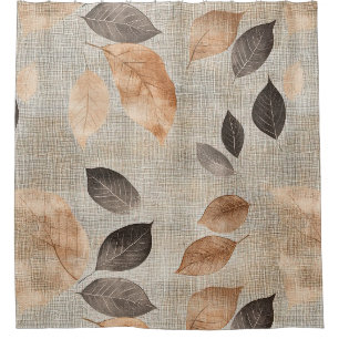 Warm Woodland Leaves and Twig in Earth Tones Shower Curtain