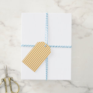 Warm Yellow and White Narrow Stripes Gift Tags
