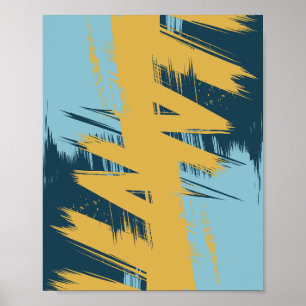 Warm Yellow Brushstrokes Across Blue Contrast Poster