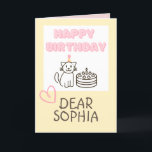 Warm Yellow Cat&Cake Happy Birthday  Card<br><div class="desc">It's the Adorable Cat&Cake Happy Birthday Card. A cat in a hat and a cake are so cute. Warm Yellow and pink are harmonised. It was designed as if a cute child had drawn it by hand. It's meaningful gift for your loved one. Purchase yours today! Have a good time....</div>