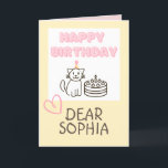 Warm Yellow Cat&Cake Happy Birthday  Card<br><div class="desc">It's the Adorable Cat&Cake Happy Birthday Card. A cat in a hat and a cake are so cute. Warm Yellow and pink are harmonised. It was designed as if a cute child had drawn it by hand. It's meaningful gift for your loved one. Purchase yours today! Have a good time....</div>