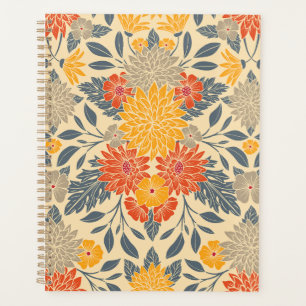 Warm Yellow, Orange & Blue Floral Planner