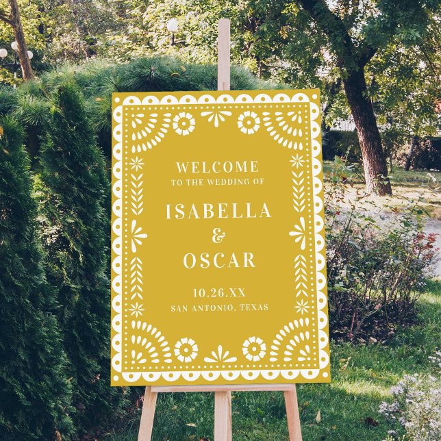 Warm Yellow Papel Picado Wedding Welcome Sign (Creator Uploaded)