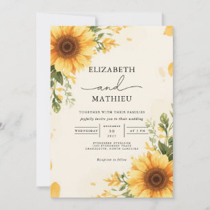 Warm Yellow Sunflower Garden Floral Wedding Invitation