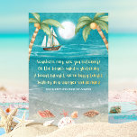 Warmer Wonderland Tropical Beach Christmas<br><div class="desc">Tropical theme foil Christmas card features a moonlight beach with seashells and glistening sand, palm trees, and a ship sailing in the sea. The lyrics are to the tune of "Winter Wonderland" but with a tropical twist that says: "Seashells ring, are you listening? -- On the beach, sand is glistening...</div>