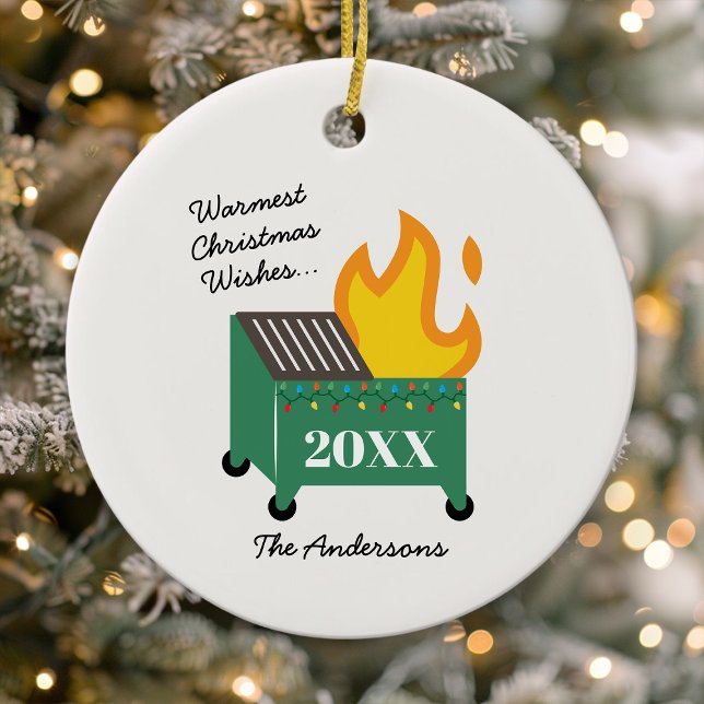 Warmest Christmas Wishes Dumpster Fire Ceramic Tree Decoration (Creator Uploaded)