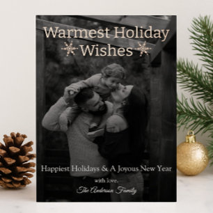 Warmest Holiday Wishes Snowflakes Photo Foil Card