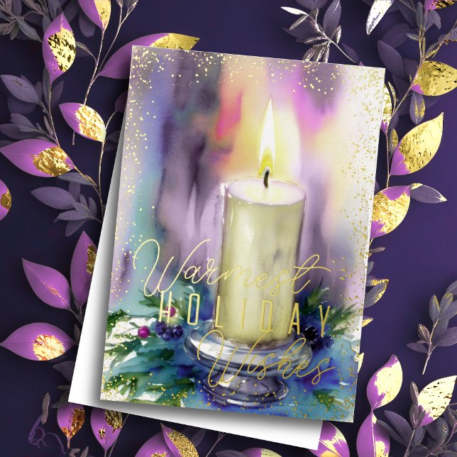 Warmest Holiday Wishes Watercolor Candle (Creator Uploaded)