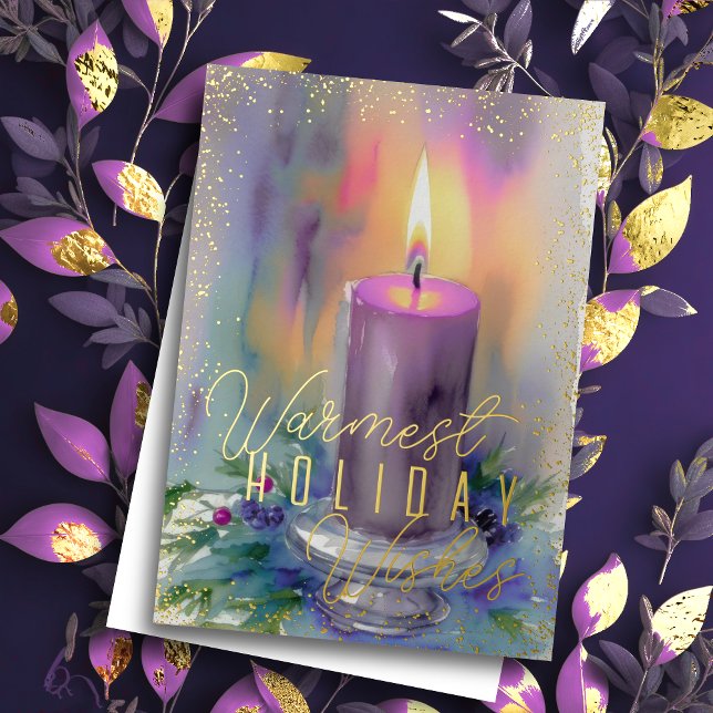 Warmest Holiday Wishes Watercolor Candle (Creator Uploaded)