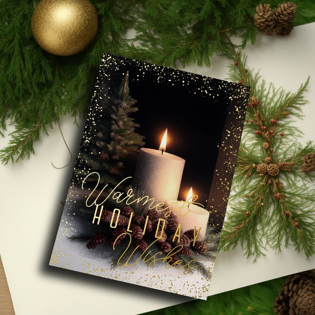 Warmest Holiday Wishes Watercolor Candle Rustic (Creator Uploaded)