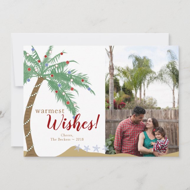 Warmest Palm Tree Holiday Wishes Photo (Front)