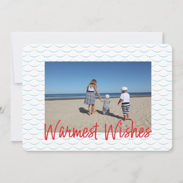 Warmest Wishes 2 Photo Coastal Beachy Holiday Card (Front)