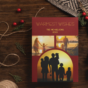 Warmest Wishes 3 Photo Christmas Holiday Card
