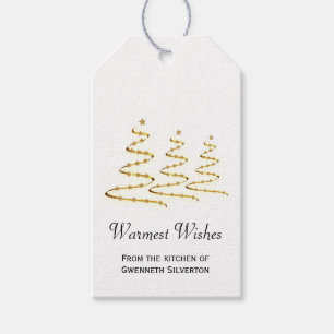 Warmest Wishes Artsy Gold Stylised Christmas Trees Gift Tags