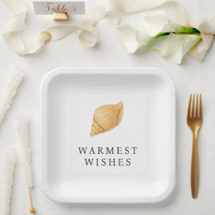 Warmest Wishes Beach Modern Christmas Paper Plate