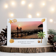 Warmest Wishes Beach Photo Modern Christmas