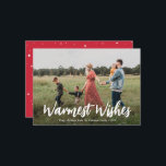 warmest wishes christmas holiday card<br><div class="desc">warmest wishes,  merry christmas card with a custom family image. Feel free to personalise the holiday image photo and text.</div>
