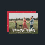 warmest wishes christmas holiday card<br><div class="desc">warmest wishes,  merry christmas card with a custom family image. Feel free to personalise the holiday image photo and text.</div>