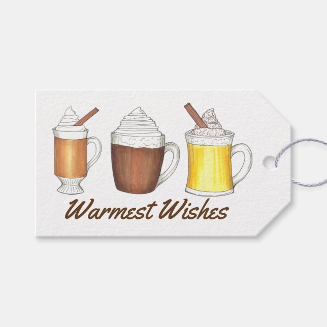 Warmest Wishes Cocoa Egg Nog Holiday Gift Tag (Front (Horizontal))