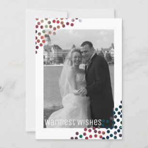Warmest Wishes Confetti Dots Photo Christmas Card