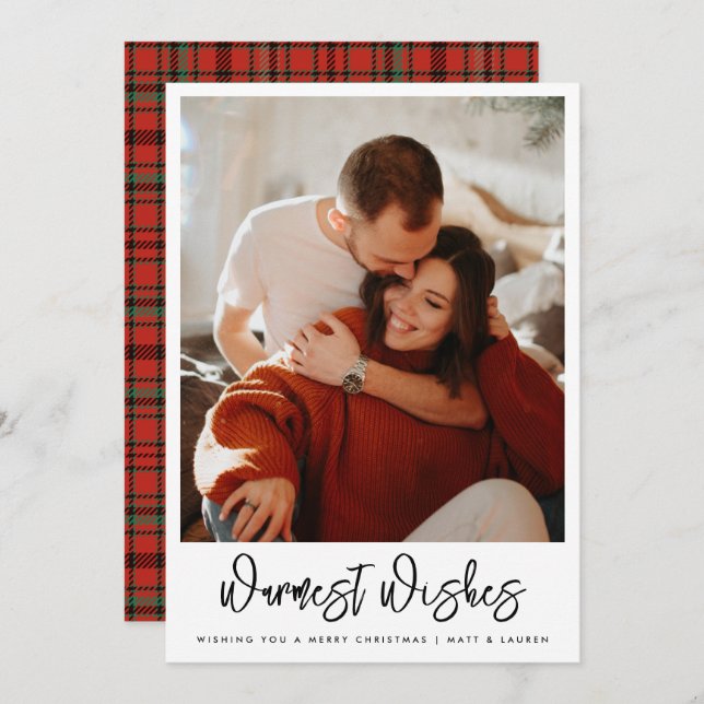 Warmest Wishes Couple Photo Christmas Holiday  (Front/Back)