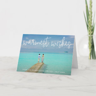 Warmest Wishes Elegant Beach Photo Christmas Holiday Card