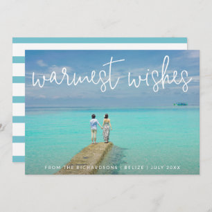 Warmest Wishes Elegant Beach Photo Christmas Holiday Card