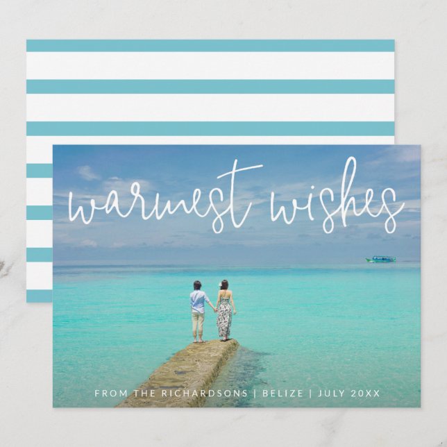 Warmest Wishes Elegant Beach Photo Christmas Holiday Card (Front/Back)