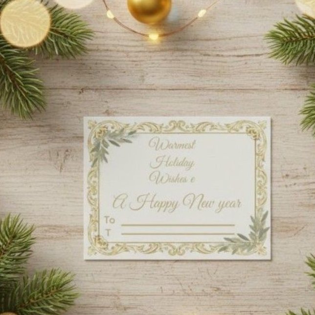 Warmest Wishes Elegant Gold and Sage Holiday Postc Postcard (Creator Uploaded)