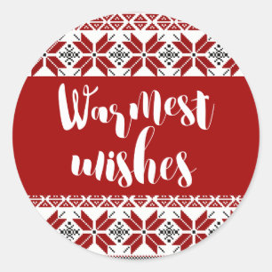 Warmest Wishes Fair Isle Pattern Classic Round Sticker