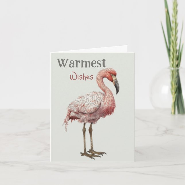 Warmest Wishes Flamingo   Thank You Card (Front)