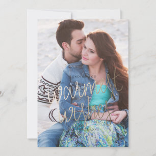 WARMEST WISHES GOLD photo christmas greeting card